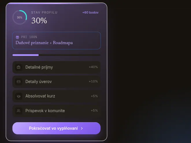Prihlásenie a vytvorenie profilu
